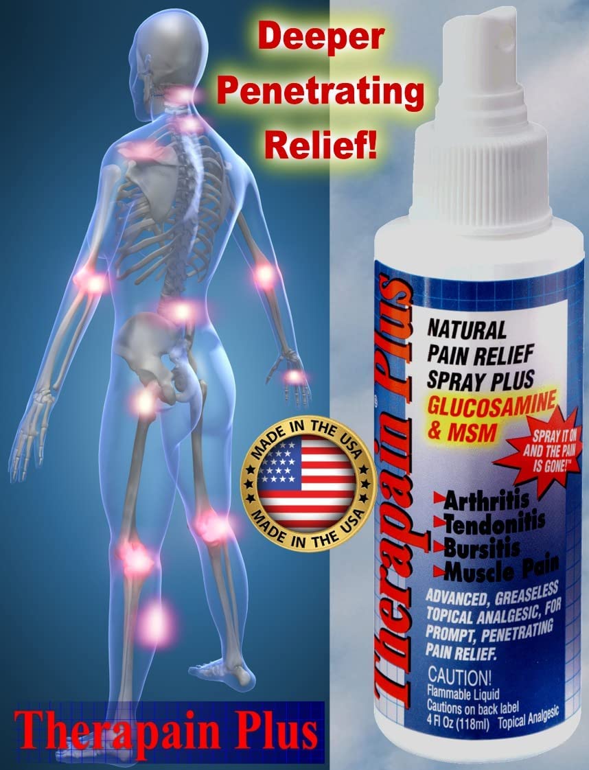 Therapain Plus Spray - Penetrating Formula for Rapid Pain Relief Plus 14,000 Mg of MSM and Glucosamine